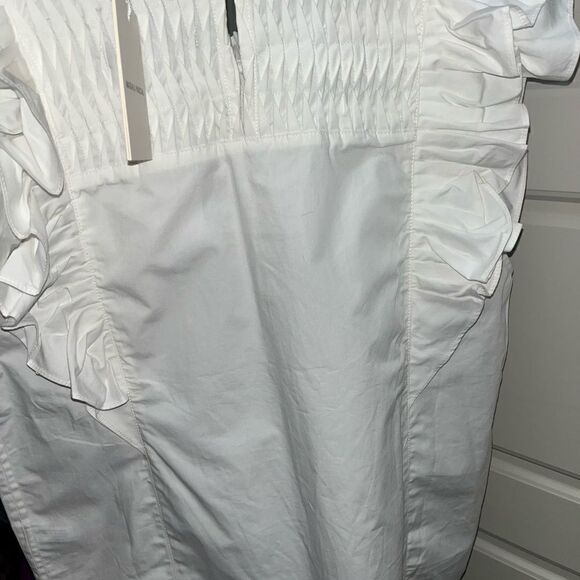 Magali Pascal Odella Off White Ruffle Shirred Yoke Cotton Top Size M NWT - Picture 6 of 10